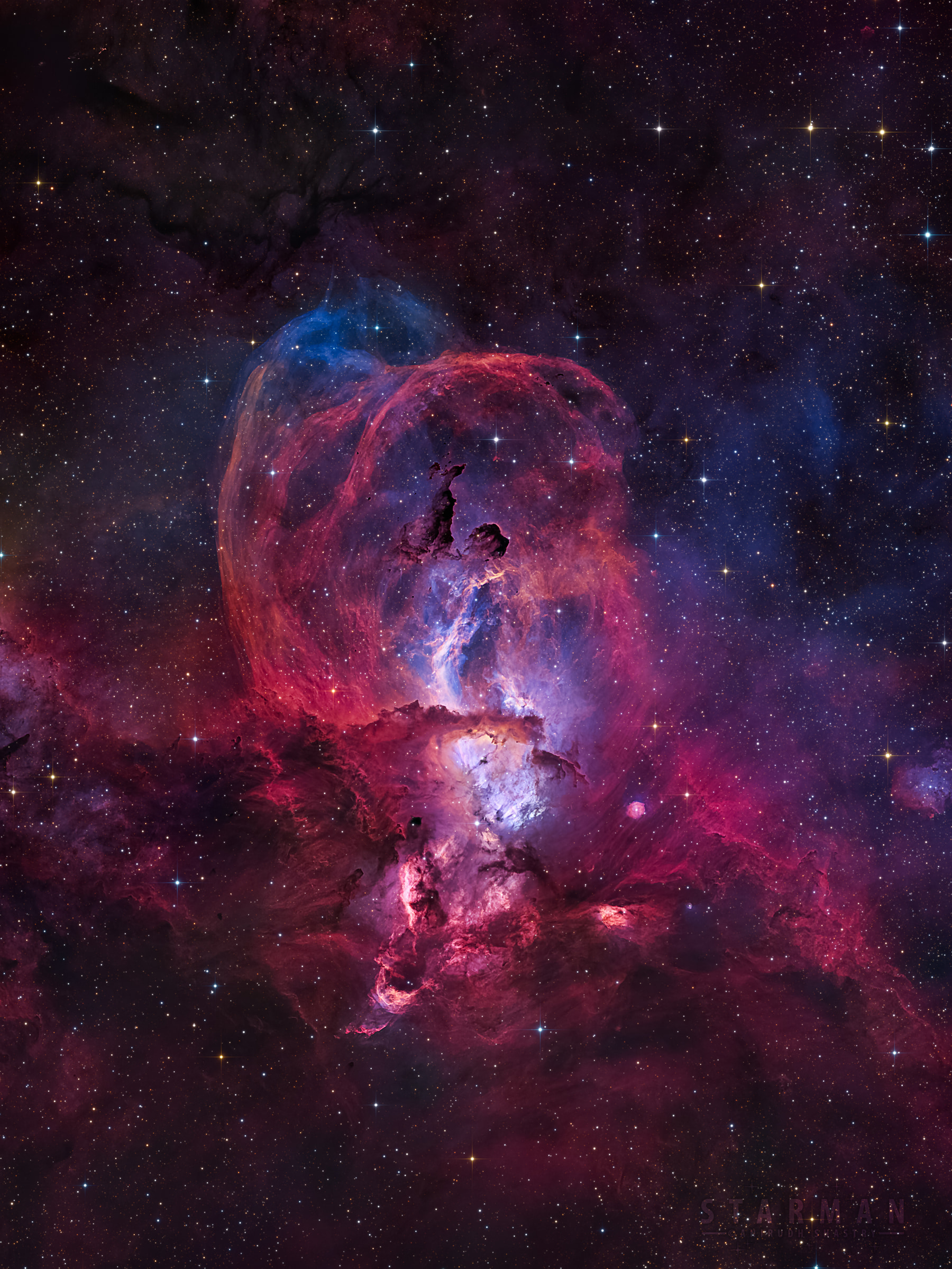 NGC 3576: The Statue of Liberty Nebula